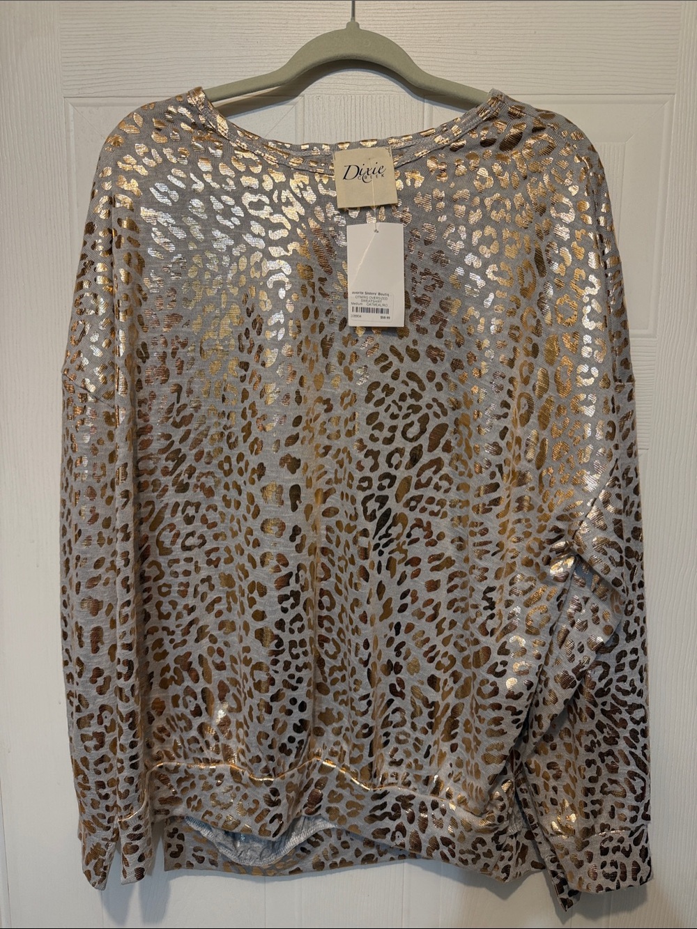 Metallic Leopard Print Blouse - Silver & Gold